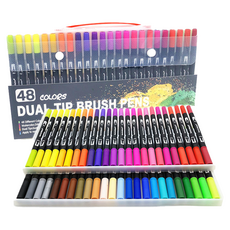 女神多彩水性書法軟筆 48色, 黑桿, 1個