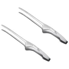 차크닉 SUS 304 캠핑 스텐 고기 집게 20cm, 실버, 2개