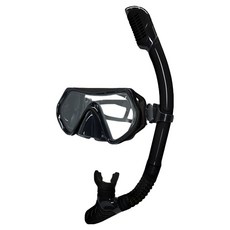 MASE 防進水單鏡式 Aqua Free 浮潛面鏡 + 呼吸管套組, 黑色