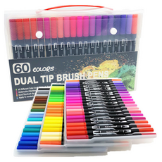 女神多色水性書法軟毛筆 60色, 黑色桿, 1個