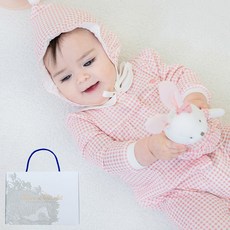 Tartine et Chocolat 嬰幼兒 GL L Check 格紋兔裝 + 精靈帽套組