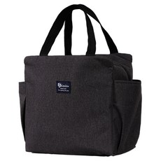 包斯萊 大容量便攜保溫保冷便當袋, 黑色, 1個