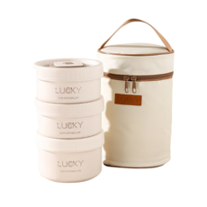 JAR 嚴選 食品級304不鏽鋼可微波款密封餐盒套組 附保溫收納袋 + 餐具組, 1組, 容器附蓋(1大2小) + 收納袋 + 餐具組