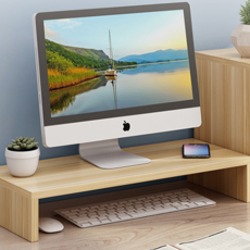 費歐家 單層木質螢幕增高架 原木色 桌面收納 舒適工作體驗, 1個