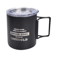 CLS 摺疊304不鏽鋼雙層杯 附杯蓋 320ml, 黑色, 1個