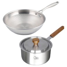 Livingglory 電磁爐適用 五層宮廷炒鍋 24cm + 三層嬰兒副食品鍋 16cm 套組, 銀色, 1套, 宮廷炒鍋 24cm + 嬰兒副食品鍋 16cm