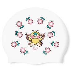 SD7 微笑花朵矽膠泳帽, 1個, 白色