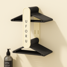 Monogent 衣櫃整理 可調節長度 黏貼式 收納掛架, 1個, 奶油色