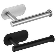 MONACO OLIVE 免鑽孔亮面不鏽鋼衛生紙架2件組, 1套, 銀色, 黑色