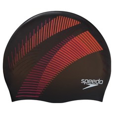 speedo 雙面圖案無皺紋泳帽 8-0933715982, 1個, 黑橙