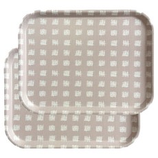 斜紋方形托盤, 2個, 淺粉色