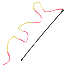 彩色長布條逗貓棒 顏色隨機 寵物互動玩具 貓咪紓壓解悶, 1支