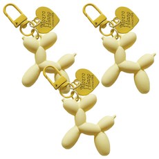 Lucy Market 霧面狗狗氣球鑰匙圈, 3個, 黃色