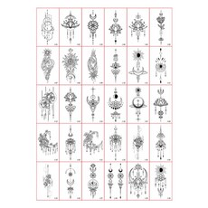 Fokermus 海娜紋身貼紙 迷你30款套組, 1套, J款