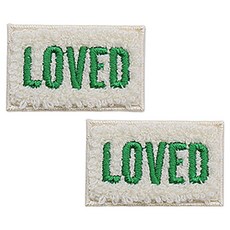 동대문단추왕 열접착식 자수 와펜 패치 보슬이LOVED, 그린, 2개