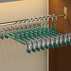 Living Alley 防滑高級款不鏽鋼無痕掛勾可旋轉奈米塗層裙褲架, 深綠色, 20個