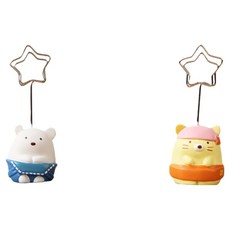 픽딜 예쁜 메모홀더 2종 세트, 노랑고양이, 화이트곰, 1세트