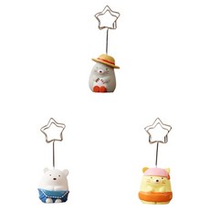 픽딜 예쁜 메모홀더 3종 세트, 옐로우캣, 화이트곰, 그레이두더지, 1세트
