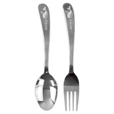 kitchen U 兒童用海底世界不鏽鋼湯匙組, 銀色, 湯匙 + 叉子, 1套