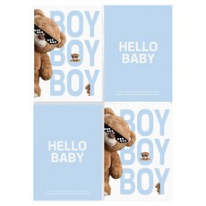 파티아일랜드 A4 곰돌이 베이비샤워 포스터 2종 x 2p 세트, 블루, 1세트