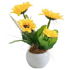 플라워트리 조화 네송이 해바라기 세트 16cm, 원형화분, 1개