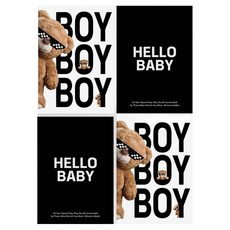 파티아일랜드 A4 곰돌이 베이비샤워 포스터 2종 x 2p 세트, 블랙 BOY, 1세트