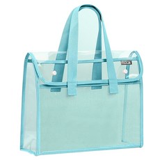 에르보 파일 수납 PVC 손잡이 보조가방, 블루, 1개
