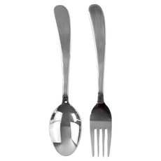 키친유 어린이 무지 스텐 식기 세트, 실버, 1세트, 스푼 + 포크