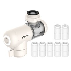 bathtem 高級洗手台720度旋轉過濾水龍頭 水壓調節型 + 5入濾芯組 無香, 1套