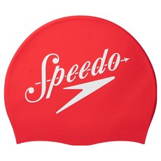 speedo 矽膠泳帽 8-0838514614, 1個, 紅色 + 白色