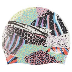 speedo 矽膠泳帽 8-1352417617, 1個, 多+白