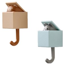 Masha Two 躲貓貓貓咪壁掛掛鉤 2件組, 棕色熊, 藍色老鼠