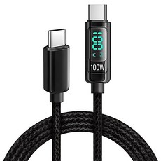 Home Planet Type-C 100W 數位顯示快充傳輸線 2m 黑色, 1條