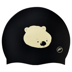 Fiload 無皺痕矽膠無尾熊設計泳帽 FTSC-325, 黑色, 1個
