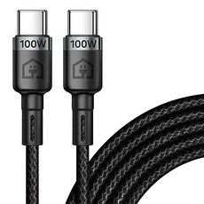 Home Planet Type-C-Type-C PD 100W 快充編織傳輸線, 黑色, 2m, 1條