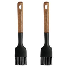 EasySili Nova 原木手柄矽膠油刷, 2個, 黑色