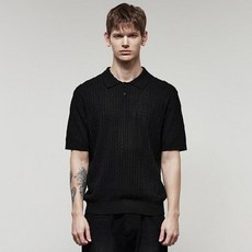 일꼬르소 남성용 에센셜 케이블 카라 반팔 니트