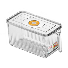 Cooksy 透明可視冰箱收納盒 保鮮盒/生鮮分類盒/冰箱置物架 31 x 16 x 15cm 橙色, 1個, 1入