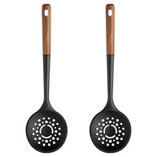 EasySili Nova 木質手柄矽膠烹飪工具網勺 黑色, 2個