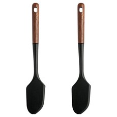 EasySilly Nova 木柄矽膠烹飪用具刮刀, 黑色, 2個