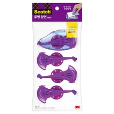 3M Scotch 透明雙面膠帶 017膠台 8.4mm x 8m + 補充包3入組, 1套, 混色