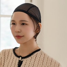 여성용 모자가발 인모 잔머리 언더캡, 블랙캡 내츄럴블랙, 1개