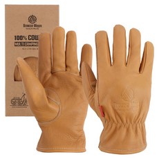 브리즈문 제뉴인 레더 소가죽 캠핑 아웃도어 바베큐 화로대 장갑 양손착용 세트 탄 베이지, 1세트