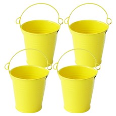 미소로운 알록달록 양동이 틴 연필꽂이 7.5 x 7.5 x 5.2 cm, 옐로우, 4개