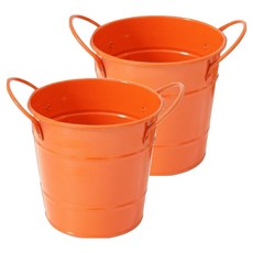 미소로운 손잡이형 틴 연필꽂이 11.5 x 11 x 8.8 cm, 오렌지, 2개