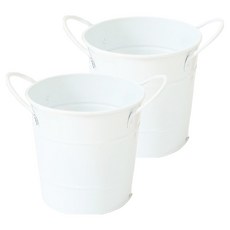 미소로운 손잡이형 틴 연필꽂이 11.5 x 11 x 8.8 cm, 화이트, 2개