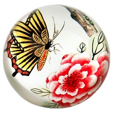 yulart 民畫花蝶圖水晶文鎮, 1個