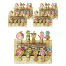 Kohimo 木製夾子 照片掛飾 居家裝飾 卡通人物 10款 x 5入組 5W0267, 1套, 混合色