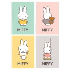 米菲線圈迷你橫線筆記本4入組, 薄荷綠, 粉紅色, 黃色, 灰色, 1套