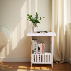 비레보 침대 미니 협탁 테이블 26 x 34 x 40 cm, 화이트, 1개